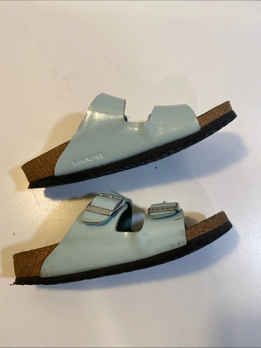 Birkenstock Kids Two-Buckle Slides in Pale Blue Sandals Size 32
